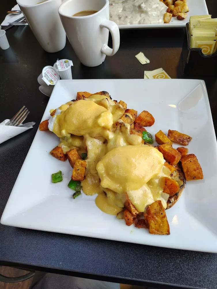 Eggs Benedict with Sweet Potato Hash Browns